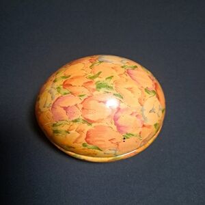 Floral Round Tin Compact - Peach & Pink Floral Design